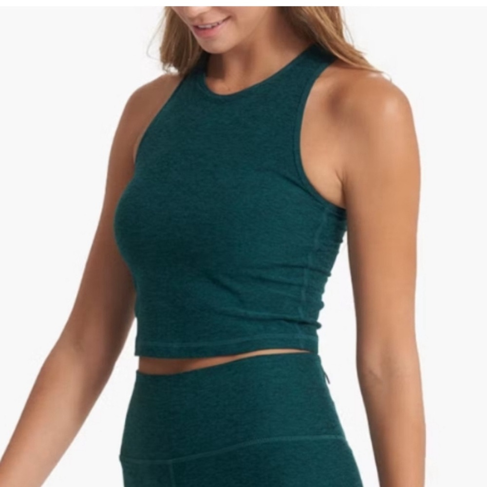Vuori Elevation Plyo Tank Cropped Jade Heather